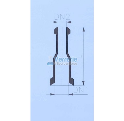 Adaptateur DN 25 KZB et DN 15 KZA Longueur 100 mm en verre