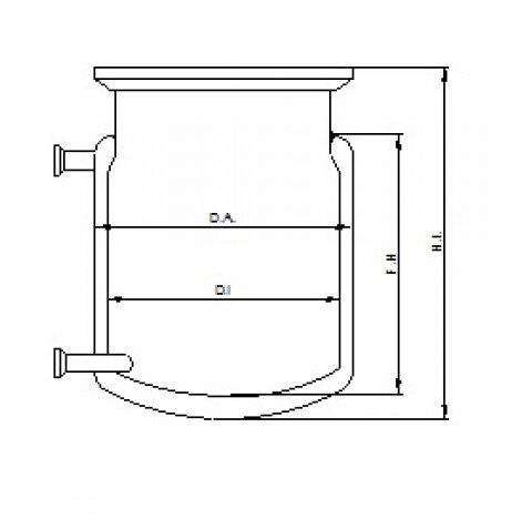 Jacketed glass reactor round bottom connections : flanges DN15 capacity : 30 liters , flange : DN 20