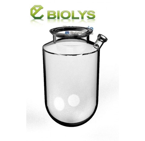 Reacteur 10 litres cylindrique DN150 à rainure, avec 1 col DN20 PZ, en verre borosilicate