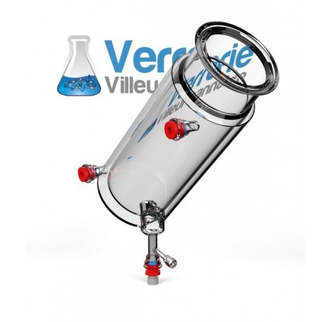 Réacteur thermostaté 4 litres DN150  vanne de fond à 45 degré torion 14 mm, sortie et entrée de ther