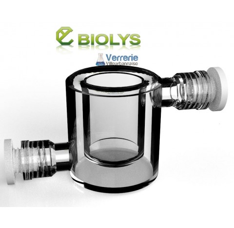 Réacteur 50 ml double enveloppe fond rond interne et fond plat externe, torion 8 mm pour entrée et s