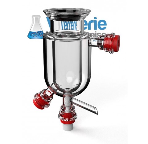 Jacketed glass reactor vessel 1000ml DN100 with groove with bottom valve outlet Glass laboratory for