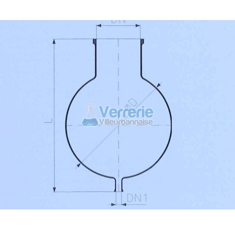 Ballon reacteur verre 200litres avec bride DN 300 PZ vidange DN 25 KZA Diametre 750 mm longueur tota
