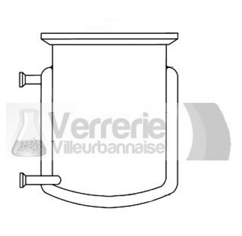 Jacketed glass reactor vessel round bottom thermal jacket connections flange DN15 volume : 500 ml O.