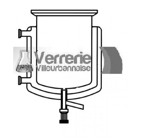 Glass Vacuum jacketed glass reactor vessel ,with bottom valve outlet type J thermal connexion DN15 v