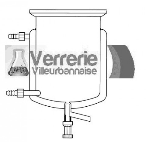 Jacketed glass reactor vessel round bottom thermal jacket connections screwthread with plastic olive