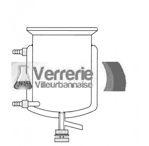 Jacketed glass reactor vessel round bottom thermal jacket connections screwthread with plastic olive