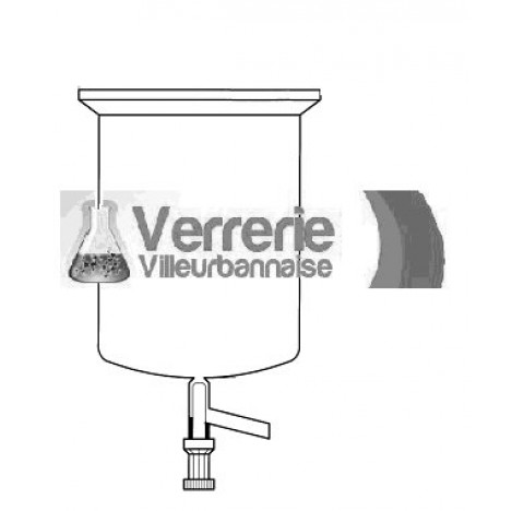 Glass reactor vessel with bottom industrial valve with a 20mm bore hole outlet type J volume 20 lite