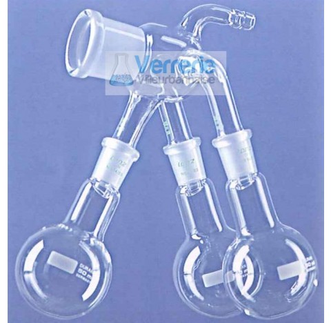 Receiver adapter according Bernauer 100 ml 19/26 with 3 boiling flasks 19/26 and vacuum connection m
