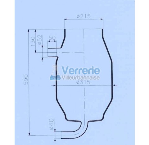 Cuve agroalimentaire en verre 25 litres fond coude 90 degre