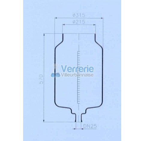 Cuve agroalimentaire volumetrique en verre  25 litres