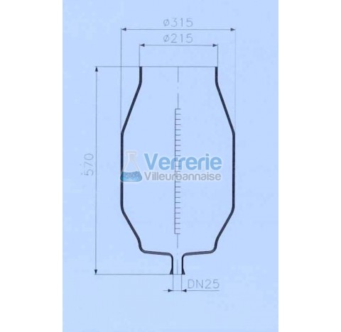 Cuve agroalimentaire graduee en verre  25 litres