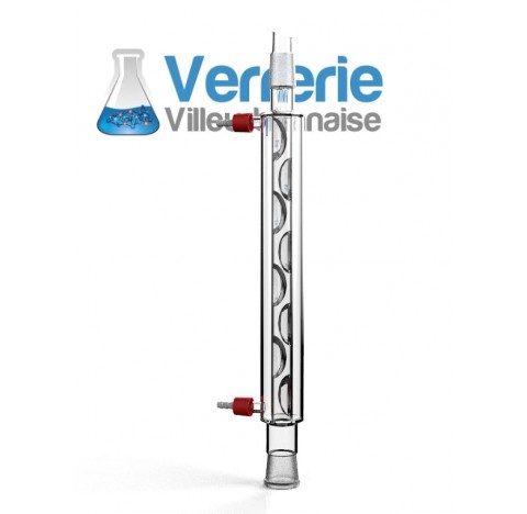 refrigerant a 8 boules inverseees, boules internes, rodage 34/35 , olives en plastique devissables, 
