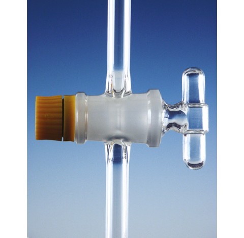 DURAN Single way stopcocks, complete with hollow key with glass handle, bore 4 mm, NS 18.8 packing o