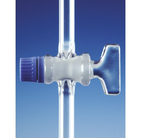 DURAN Single way stopcocks, complete with SBW key, bore 4 mm, NS 18.8., side arms 10 mm packing of 2