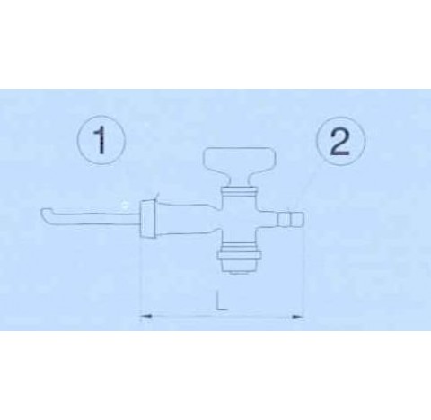 Robinet daeration en verre DN 15 KZB olive diam 11 mm longueur 125 mm
