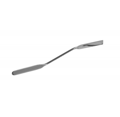 Double spatulas ,bent total length 150 mm spatulas dimensions LxW : 45x9 mm , diameter 3,5 mm ,stain