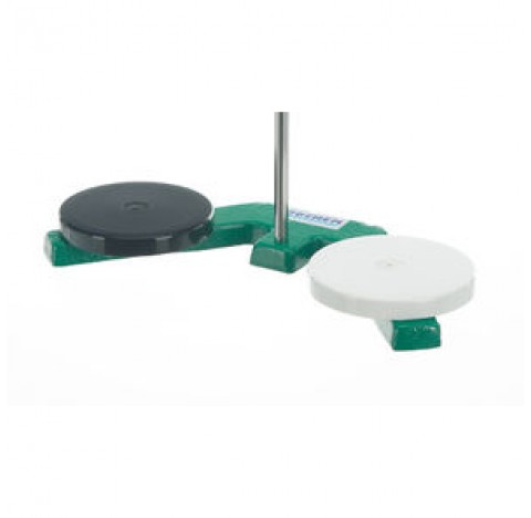 Burette stand DUPLEX with 18/10-rod diam 10 mm height 600 mm, 2 plates diameter 105 mm black and whi