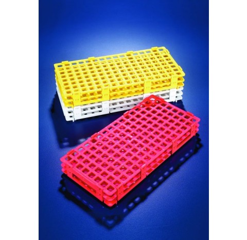 Portoir en PP pour microtubes 15ml 128 trous blanc (1 base + 1 plateau)