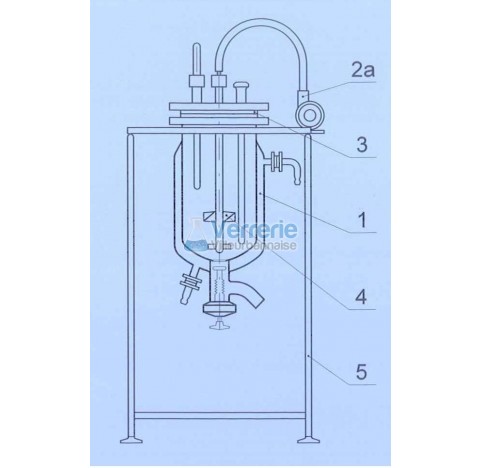 Systeme complet cuve thermostate verre 15 litres  avec vanne de fond DN 25 KZB  / olive diam 33mm , 