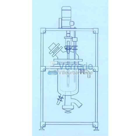 Systeme complet de cuve thermostate en verre 100 Litres pour operation chimique sous vide , avec van