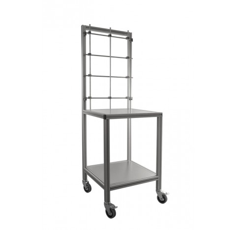 Chariot roulant en aluminium dimensions 500x500 mm hauteur totale 1800 mm hauteur de table 900 mm