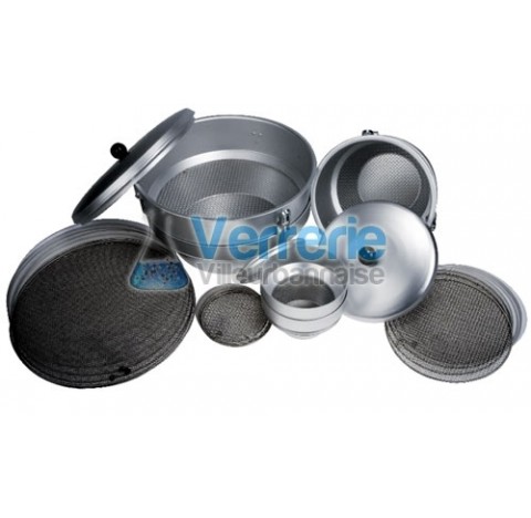 Sieve for pharmacist diam  400 mm mesh  1 plastic cloth DIN 4197, sewn to a stainless steel ring, ho
