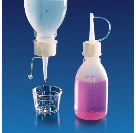 Long spout dropping bottle screw cap , spout length 42 mmwith thread GL132 in polyethylene