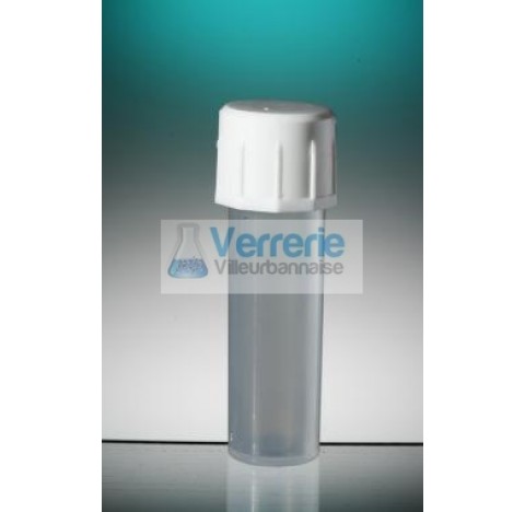 Flat base tube 7ml PP naturel height 54 diameter 16.6et screw cap wh, 450/bag