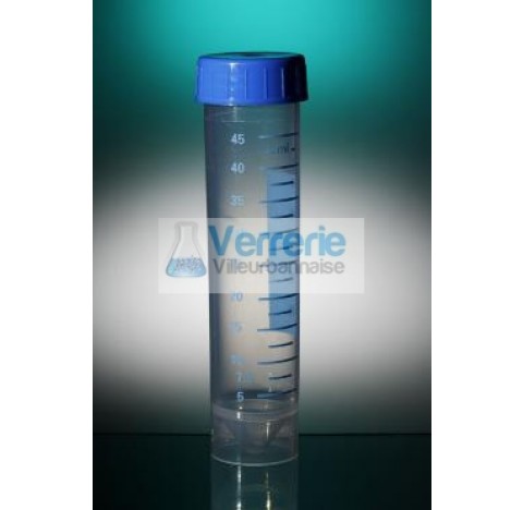 50ml Self standing tube, PP50ml Self standing tube, PP 113.5x29.2, Printed graduation, green cap, 25