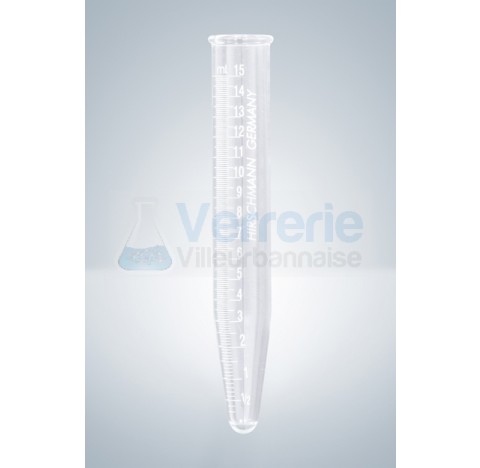 Tube a centrifuger gradue 0 - 15 ml graduation blanche forme conique cdt 100 pieces long. : 115 mm