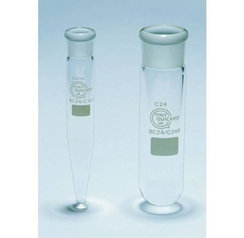 10 tubes a centrifuger 10 ml rodage 14/15 fond conique , diametre 17 mm longueur 115 mm , accepte 30