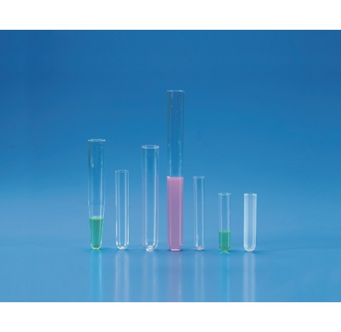 Tube à centrifuger en polystyrol translucide 10 ml 1000 RCF, forme cylindrique fond rond, col lisse,