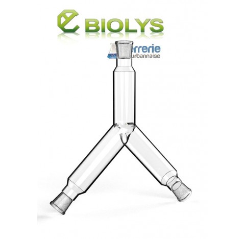 Tube en verre borosilicate forme Y avec 3 rodages 29/32 , 200 et 200 et 150mm