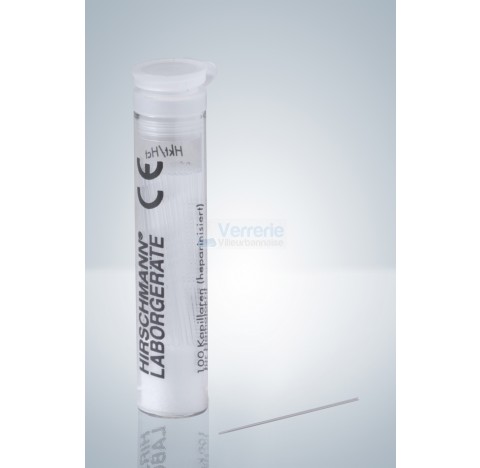 Capillaires hematocrites 9 UL Spender CE d'apres IVD 98/79EC heparine sodique anticoagulant 10 packs