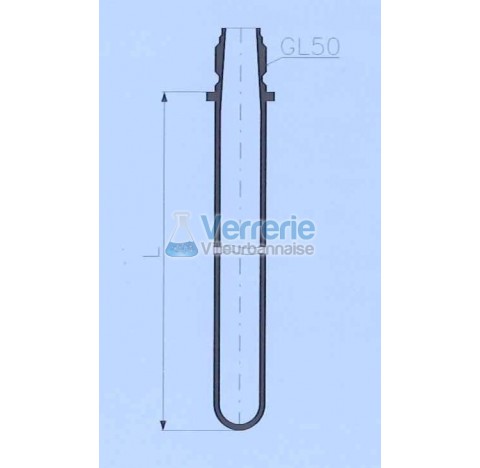 Tube de turbulence avec pas de vis GL50  pour cuve verre thermostate 100 litres longueur 1025mm