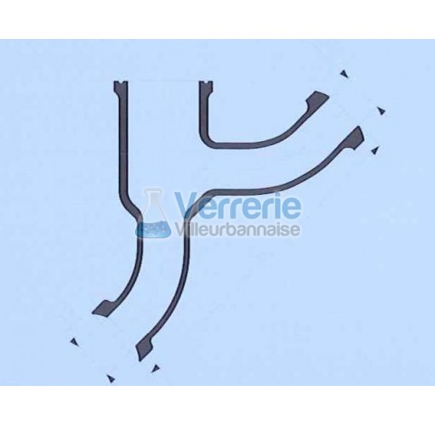 corps de valve en verre avec DN 50 KZB et DN(1) 50 KZA longueur totale 400mm