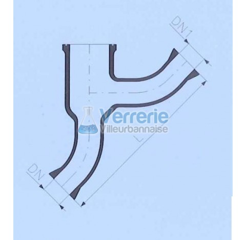 corps de valve en verre avec DN 50 RK et DN(1) 50 RK longueur totale 225mm