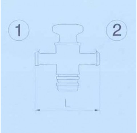 Robinet en cone 2X DN 25 RK Longueur 200mm corps et cle en verre Temp max 120 degre , Pression max 0