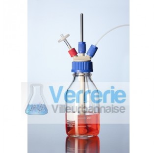 GL 45 stirred reactor, incl. 500 ml GL 45 bottle, folding magnetic stirrer a GL 45 PP cap with 2 x G