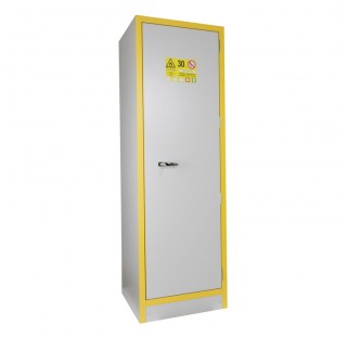 Armoire 90 litresmultirisques, une porte, a Etageres et a bacs de retention en acier,3 compartiments