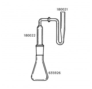 Generateur d'arsine complet erlenmeyer 125 ml avec rodage 24/40 et 12/2 spherique maintenus ensemble