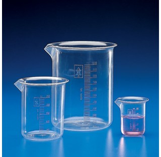 Graduated beaker 50 ml subdivision 2 ml tolerance +/- 10% O.D. 42 mm height 60 mm wall thickness 1,3