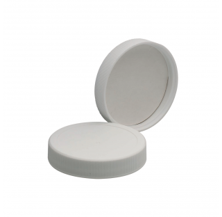Bouchon visse en polypropylene blanc avec joint mousse polyethylene et face PTFE, taille 33-400 (Boi
