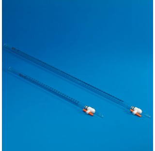 Graduated burette 10 ml subdivision 0,1 ml in PVC , PMP , FEP