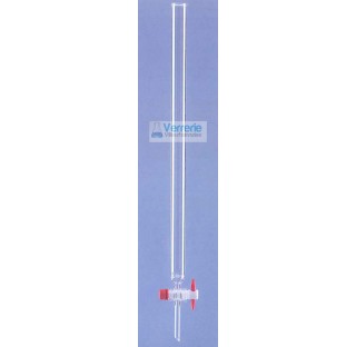 Chromatographic column 15 ml diam int 10 mm height 200 mm with ledge with stopcock PTFE key with tip