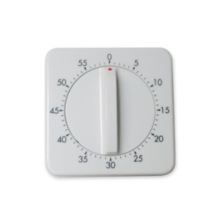 Compte-minutes 0-60 min, Division 1 min. Construction en plastique blanc.Pour être posé sur la table