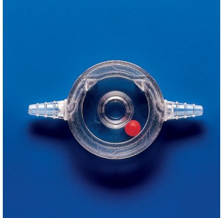 Flow indicator , ball in SAN dimensions 102x14 mm height 57 mm conecting tubing OD 6,5-10 mm. In hor