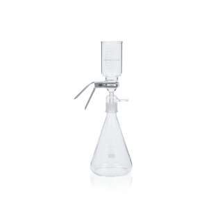 Ensemble de filtration sous vide 47 mm en verre borosilicate de Type I clair avec fiole de 1 L et su