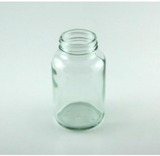 Flacon pharmaceutique 125 ml col large ouverture en verre, poudrier en verre sodocalcique bague 38/4